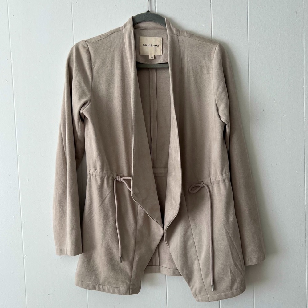 Thread & Supply Jacket | Open Front | Beige | Size Small